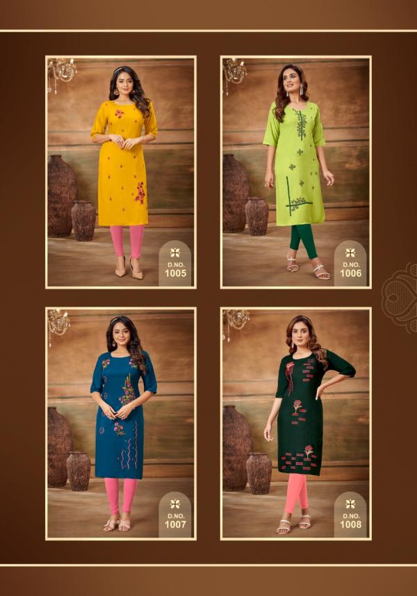 Wanna Zarina 7 Fancy Wear Rayon Embroidery Kurti Collection